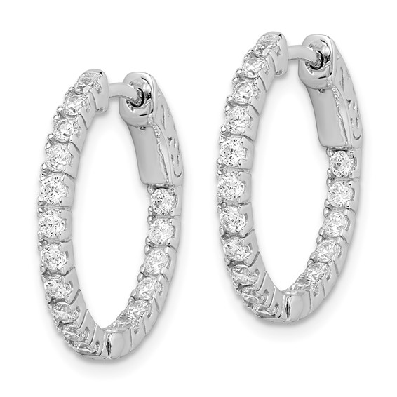 Sterling Silver CZ 1.9mm Hinged Hoops