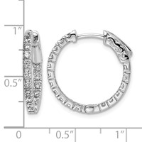 Sterling Shimmer Sterling Silver Rhodium-plated 34 Stone 1.9mm CZ in and Out Round Hinged Hoop Earrings view 4