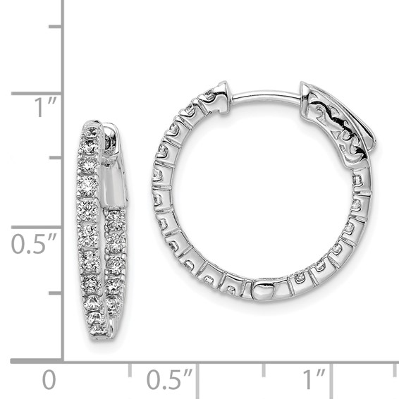 Sterling Silver CZ 1.9mm Hinged Hoops