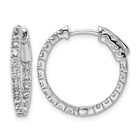 Sterling Shimmer Sterling Silver Rhodium-plated 34 Stone 1.9mm CZ in and Out Round Hinged Hoop Earrings view 1