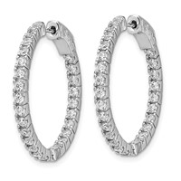 Sterling Shimmer Sterling Silver Rhodium-plated 50 Stone 1.9mm CZ in and Out Round Hinged Hoop Earrings view 2