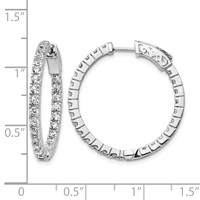 Sterling Shimmer Sterling Silver Rhodium-plated 50 Stone 1.9mm CZ in and Out Round Hinged Hoop Earrings view 4