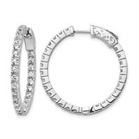 Sterling Shimmer Sterling Silver Rhodium-plated 50 Stone 1.9mm CZ in and Out Round Hinged Hoop Earrings view 1