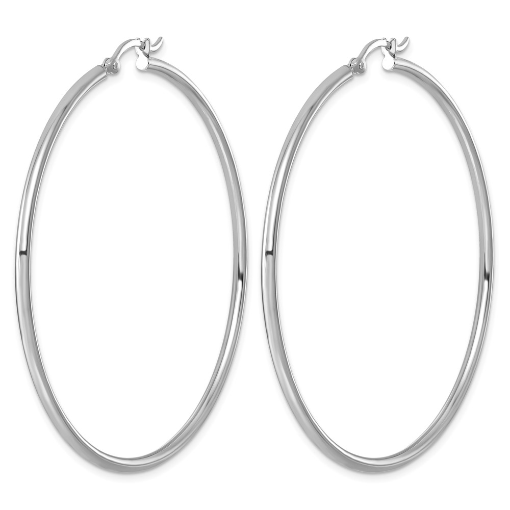Sterling Silver Rhodium-plated 2mm Round Hoop Earrings (QE803)