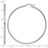 Sterling Silver Rhodium-plated 2mm Round Hoop Earrings view 5