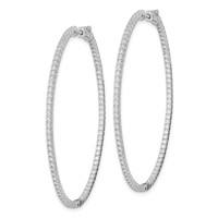 Sterling Shimmer Sterling Silver Rhodium-plated 160 Stone 1.3mm CZ in and Out Oval Hinged Hoop Earrings view 2