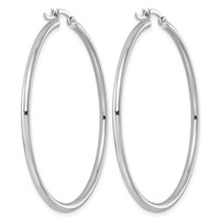 Sterling Silver Rhodium-plated 2mm Round Hoop Earrings view 4