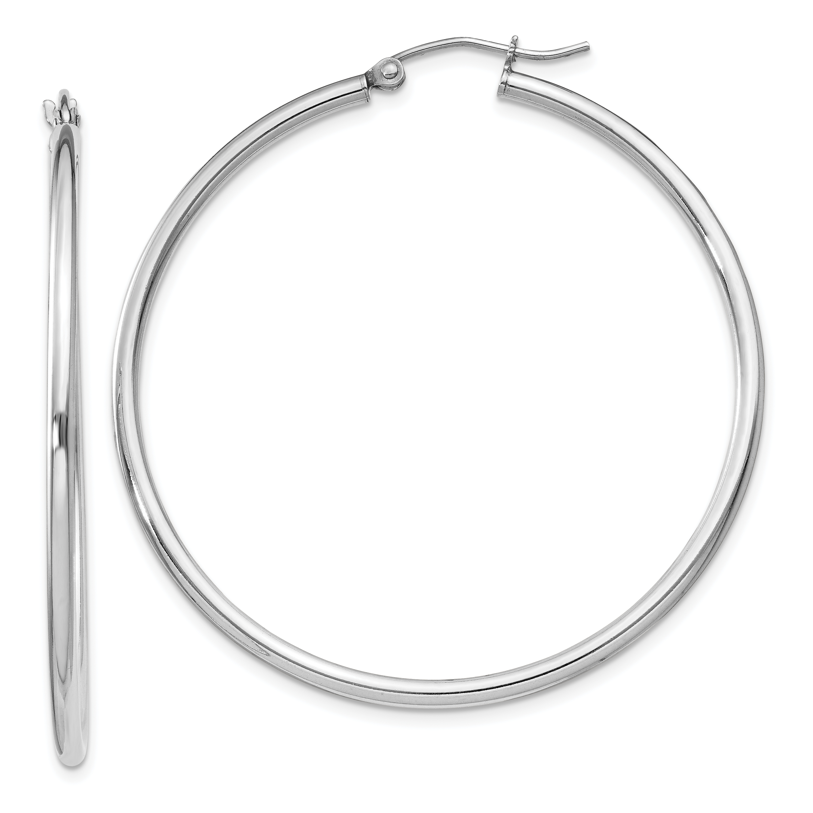 Sterling Silver Rhodium-plated 2mm Round Hoop Earrings QE804 | eBay