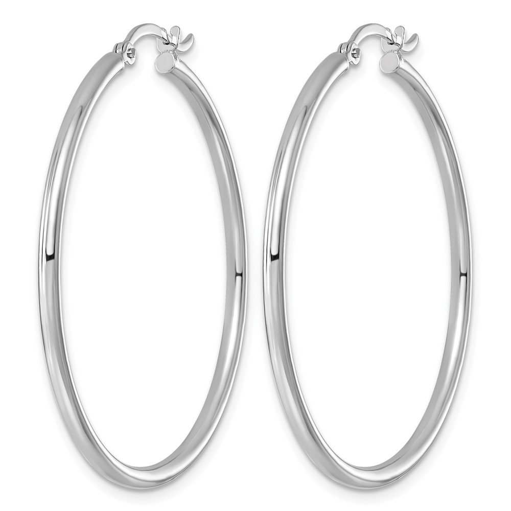 Sterling Silver Rhodium-plated 2mm Round Hoop Earrings (QE805)