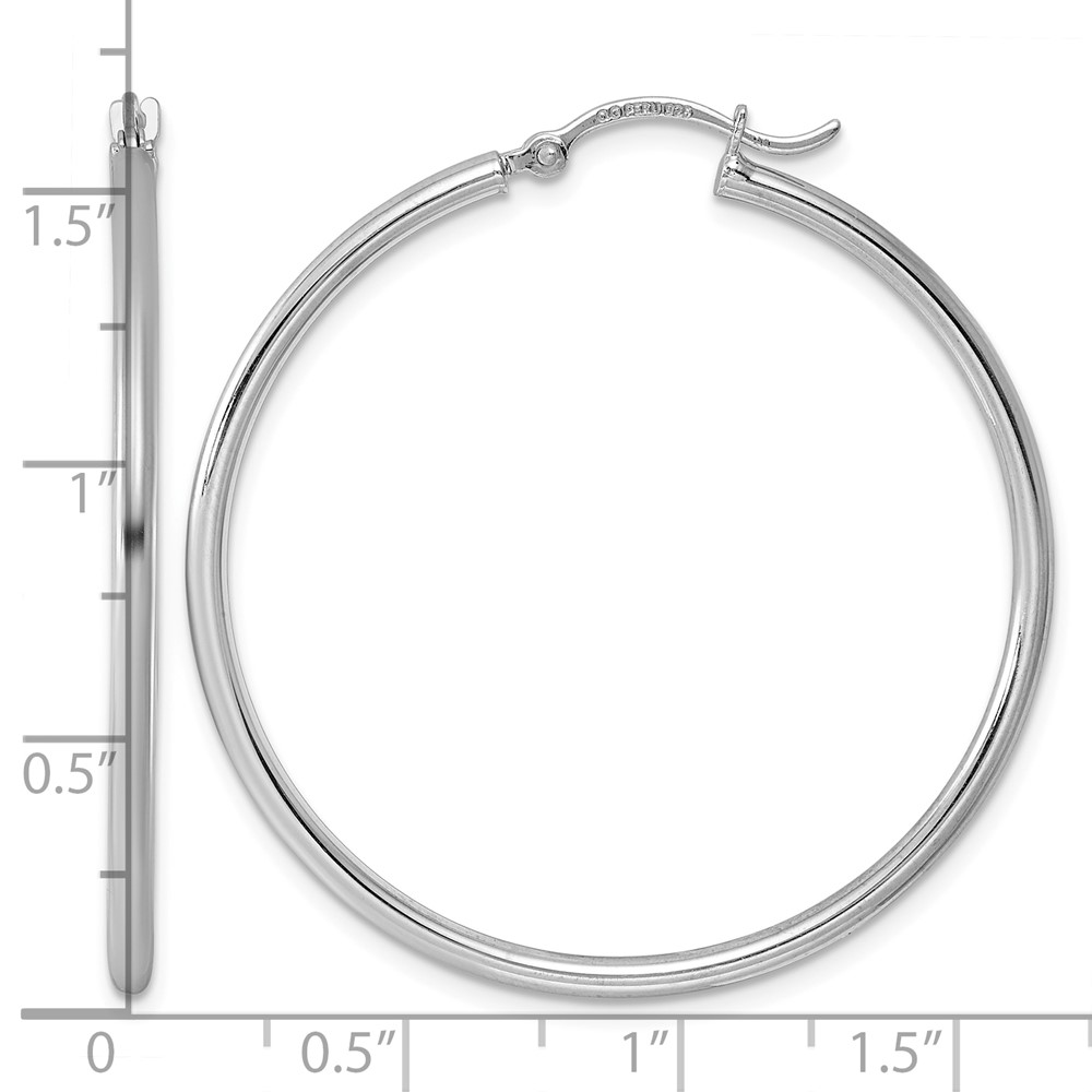 Sterling Silver Rhodium-plated 2mm Round Hoop Earrings (QE805)