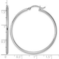 Sterling Silver Rhodium-plated 2mm Round Hoop Earrings view 5
