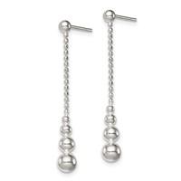 Sterling Silver Polished Teardrop & Bead Post Dangle Earrings view 2