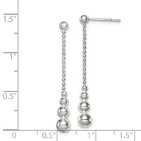 Sterling Silver Polished Teardrop & Bead Post Dangle Earrings view 4