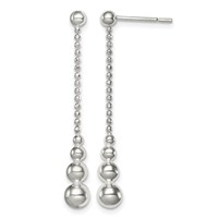 Sterling Silver Polished Teardrop & Bead Post Dangle Earrings view 1