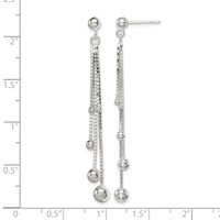 Sterling Silver Polished Graduated Beaded Chain Post Dangle Earrings view 4