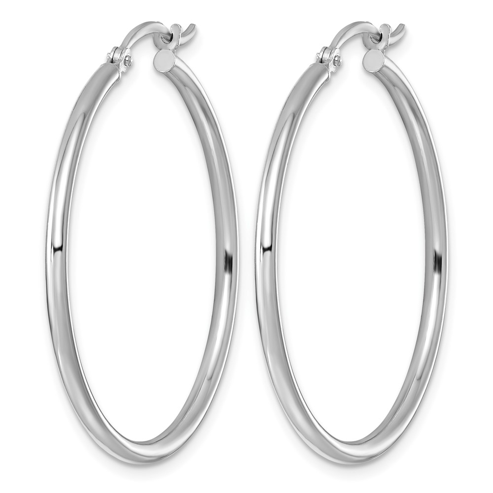 Sterling Silver Rhodium-plated 2mm Round Hoop Earrings (QE806)