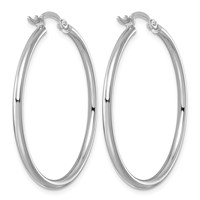 Sterling Silver Rhodium-plated 2mm Round Hoop Earrings view 4