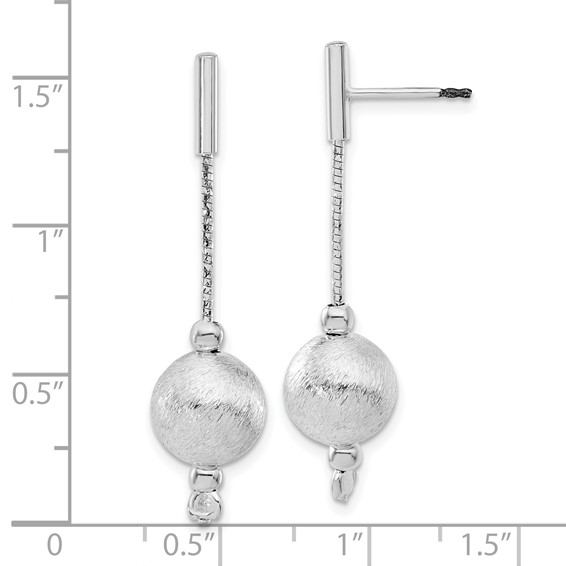 Sterling Silver Polished & Textured Ball Post Dangle Earrings