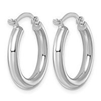 Sterling Silver Rhodium-plated 3mm Round Hoop Earrings view 4