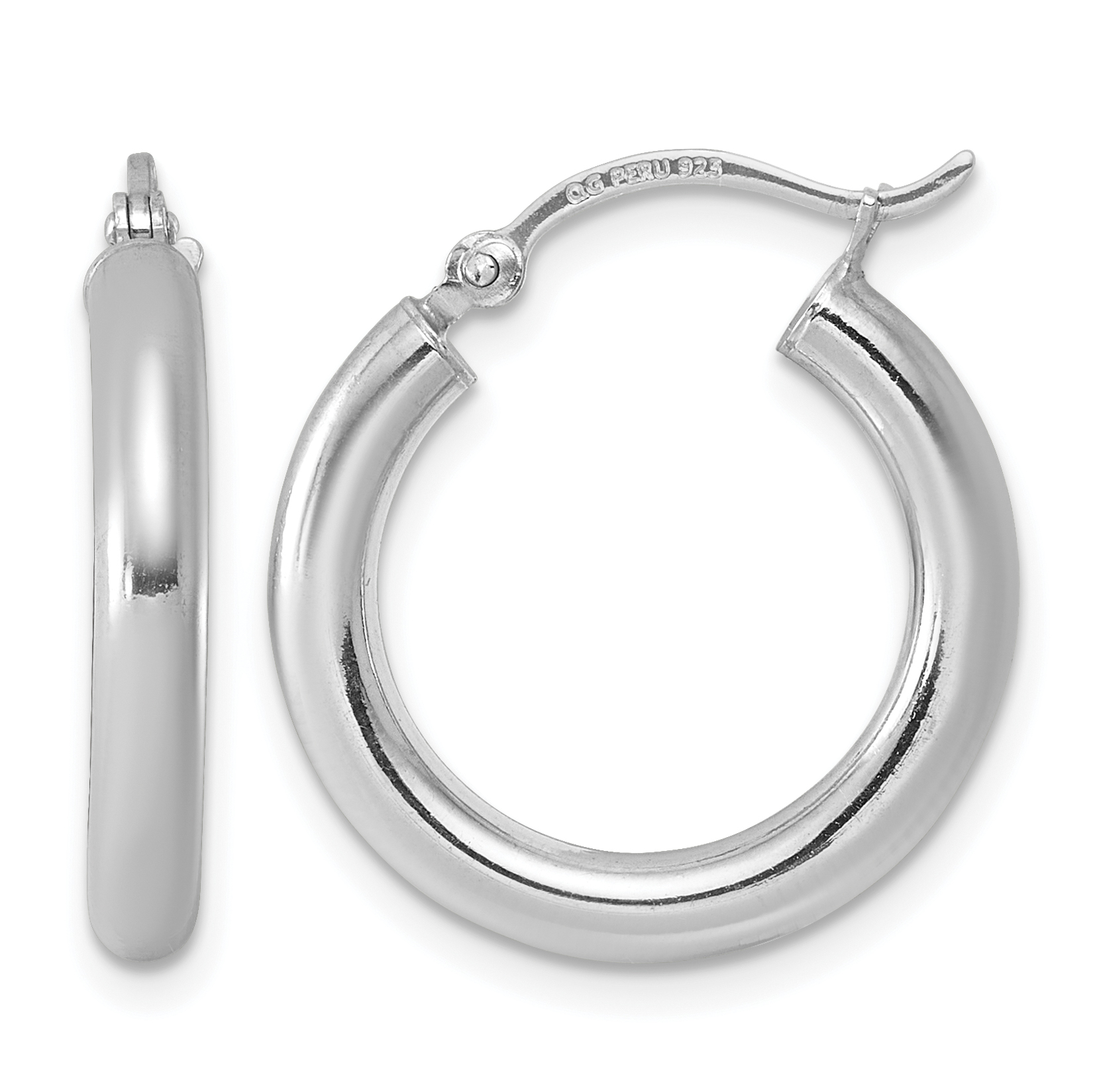 Sterling Silver Rhodium-plated 3mm Round Hoop Earrings (QE807)