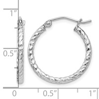 Sterling Silver Rhodium Plated Diamond-cut 2x 20mm Hoop Earrings view 4