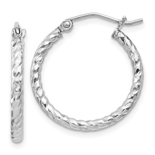 Sterling Silver 2.0mm Diamond-cut Hoop Earrings
