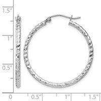Sterling Silver Rhodium Plated Diamond-cut 2x 30mm Hoop Earrings view 4