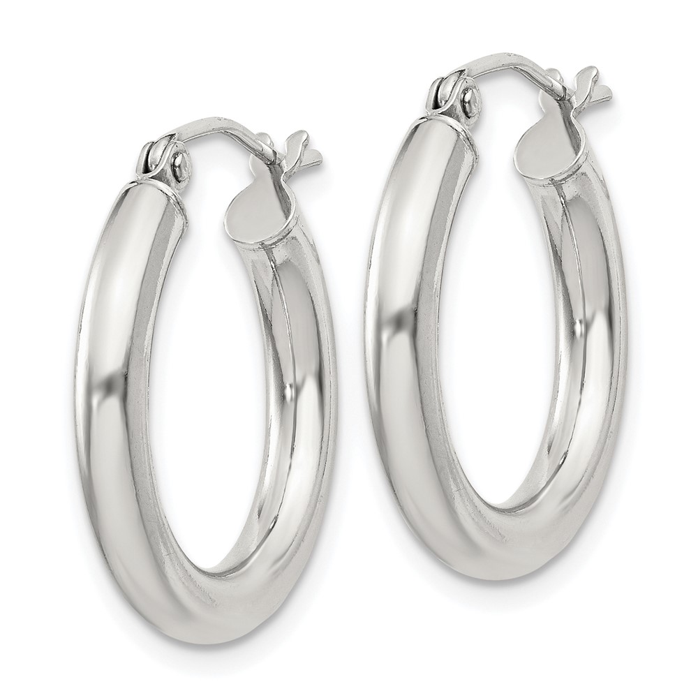 Sterling Silver 3mm Round Hoop Earrings (QE807SP)