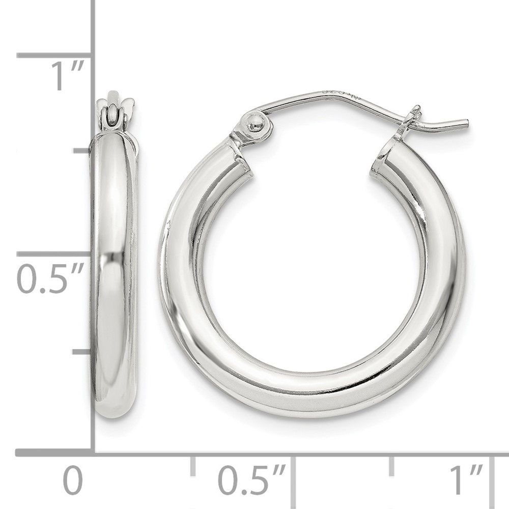 Sterling Silver 3mm Round Hoop Earrings (QE807SP)