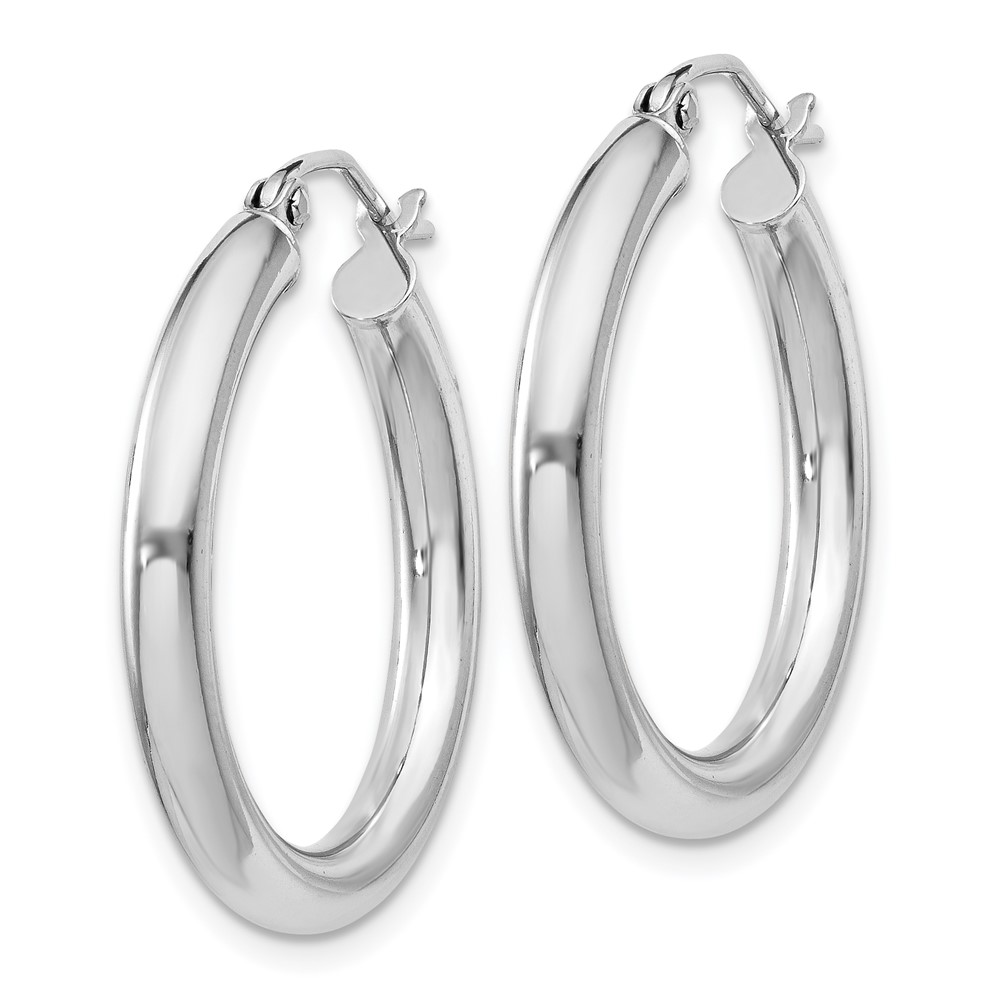 Sterling Silver Rhodium-Plated 3mm Round Hoop Earrings QE808 ...