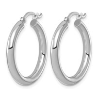 Sterling Silver Rhodium-plated 3mm Round Hoop Earrings view 2