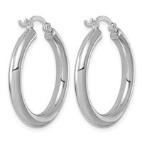 Sterling Silver Rhodium-plated 3mm Round Hoop Earrings view 4