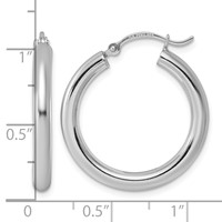Sterling Silver Rhodium-plated 3mm Round Hoop Earrings view 5