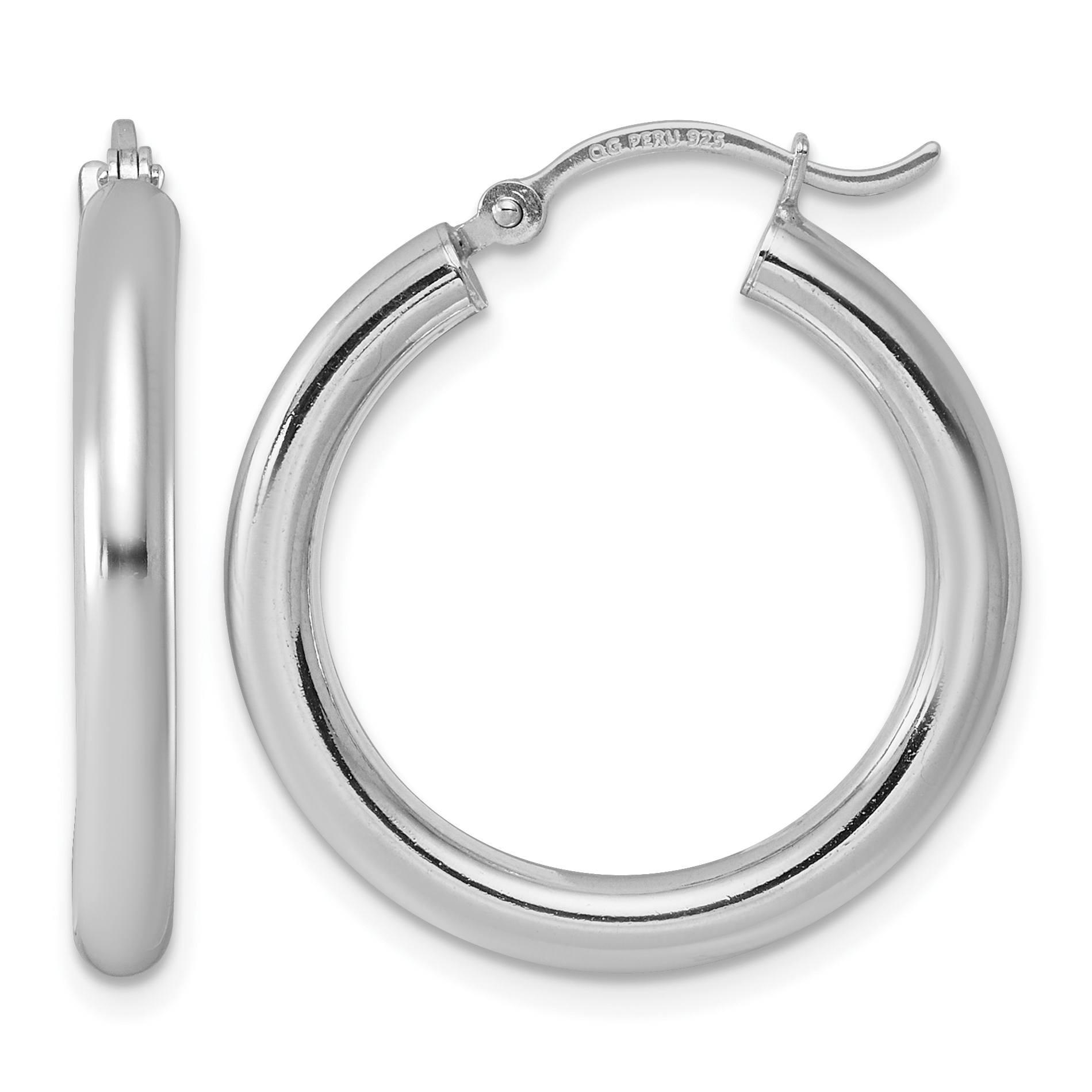 Sterling Silver Rhodium-plated 3mm Round Hoop Earrings (QE808)