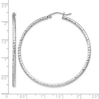 Sterling Silver Rhodium Plated Diamond-cut 2x 50mm Hoop Earrings view 4