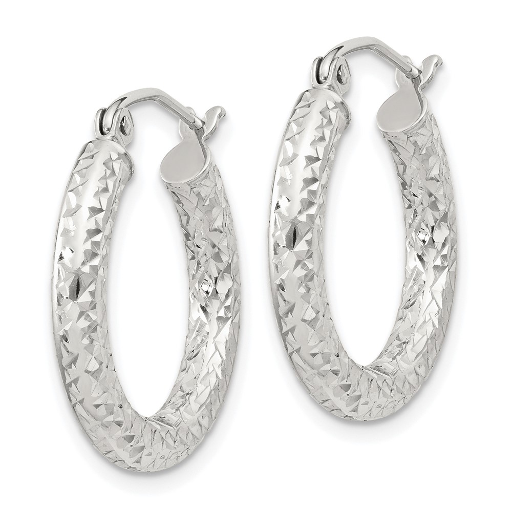 Sterling Silver D/C 3x20mm Hoop Earrings (QE8086SP)