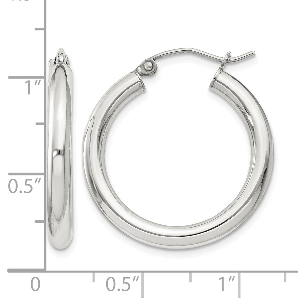 Sterling Silver 3mm Round Hoop Earrings (QE808SP)