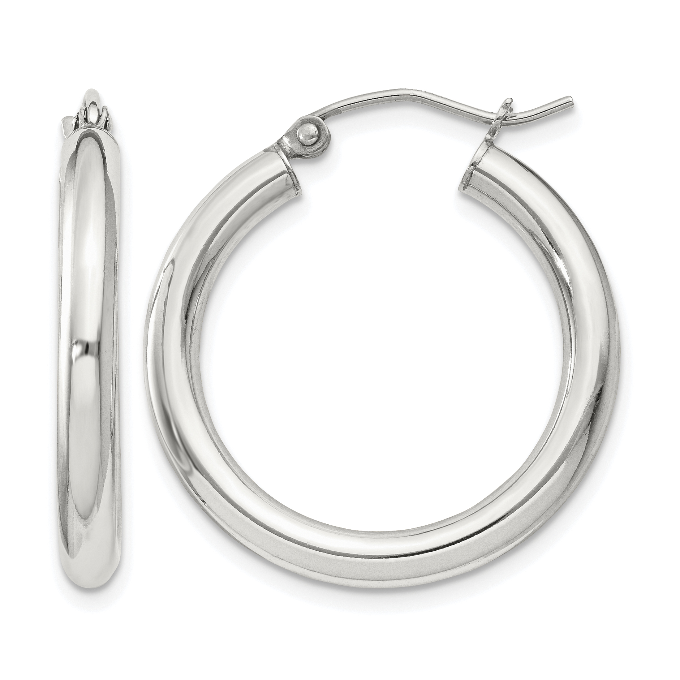Sterling Silver 3mm Round Hoop Earrings (QE808SP)