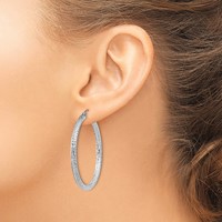 Sterling Silver Rhodium-plated D C 3x 40mm Hoop Earrings view 3