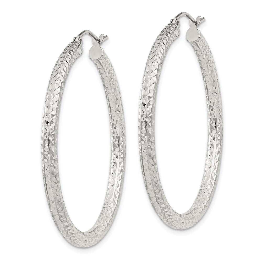 Sterling Silver D/C 3x40mm Hoop Earrings (QE8090SP)
