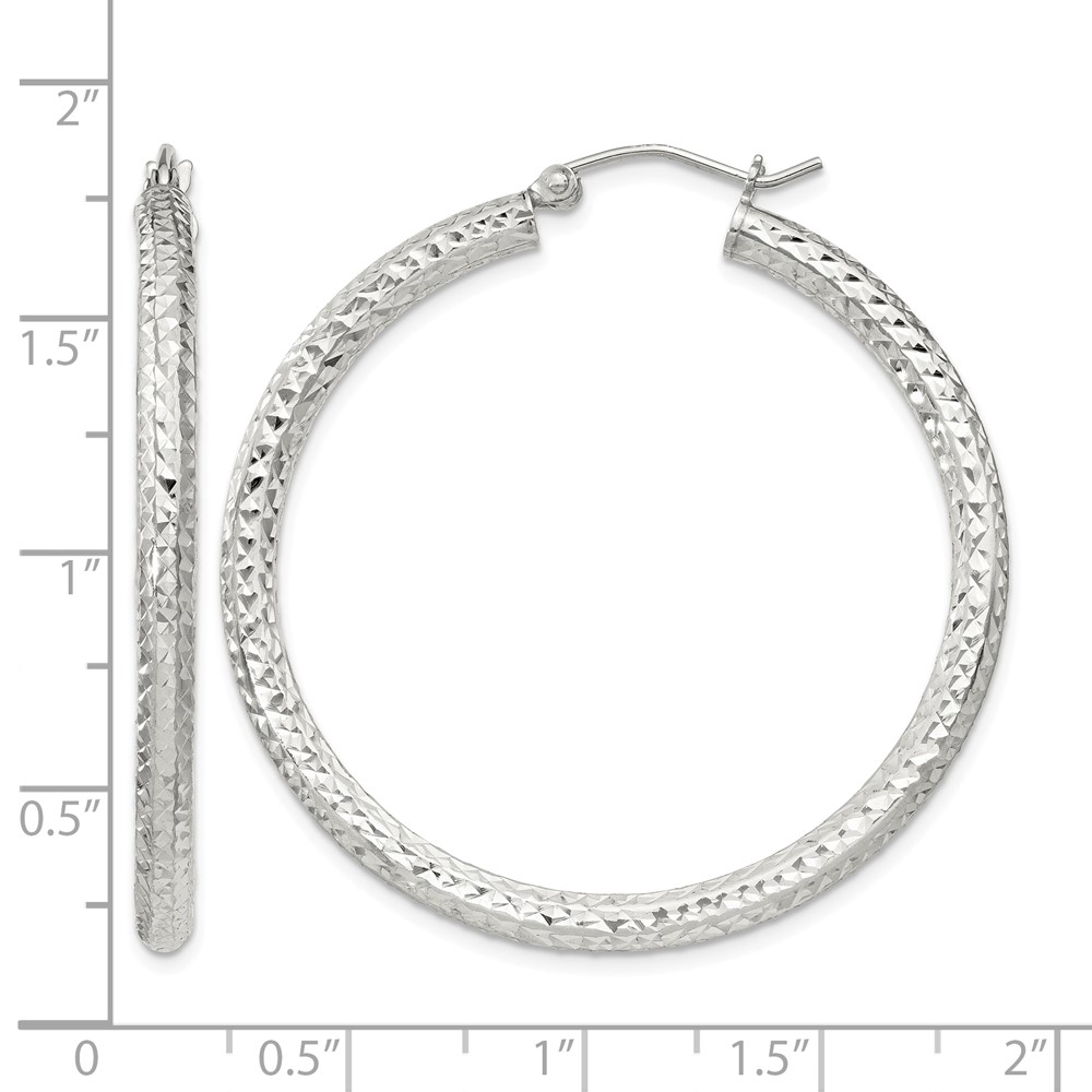 Sterling Silver D/C 3x40mm Hoop Earrings (QE8090SP)