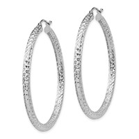 Sterling Silver Rhodium-plated D C 3x 45mm Hoop Earrings view 2