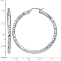 Sterling Silver Rhodium-plated D C 3x 45mm Hoop Earrings view 4