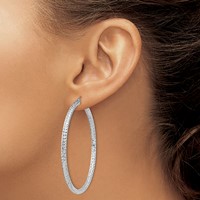 Sterling Silver Rhodium-plated D C 3x 55mm Hoop Earrings view 3