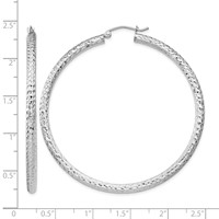 Sterling Silver Rhodium-plated D C 3x 55mm Hoop Earrings view 4