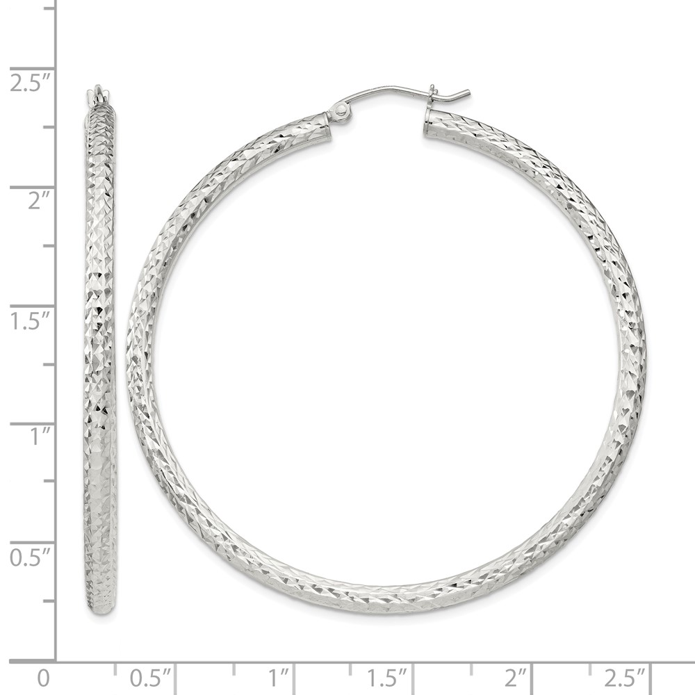 Sterling Silver D/C 3x55mm Hoop Earrings (QE8093SP)