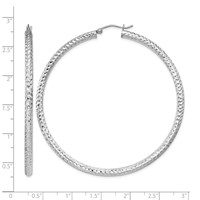 Sterling Silver Rhodium-plated D C 3x 60mm Hoop Earrings view 4