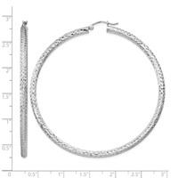 Sterling Silver Rhodium-plated D C 3x 65mm Hoop Earrings view 4
