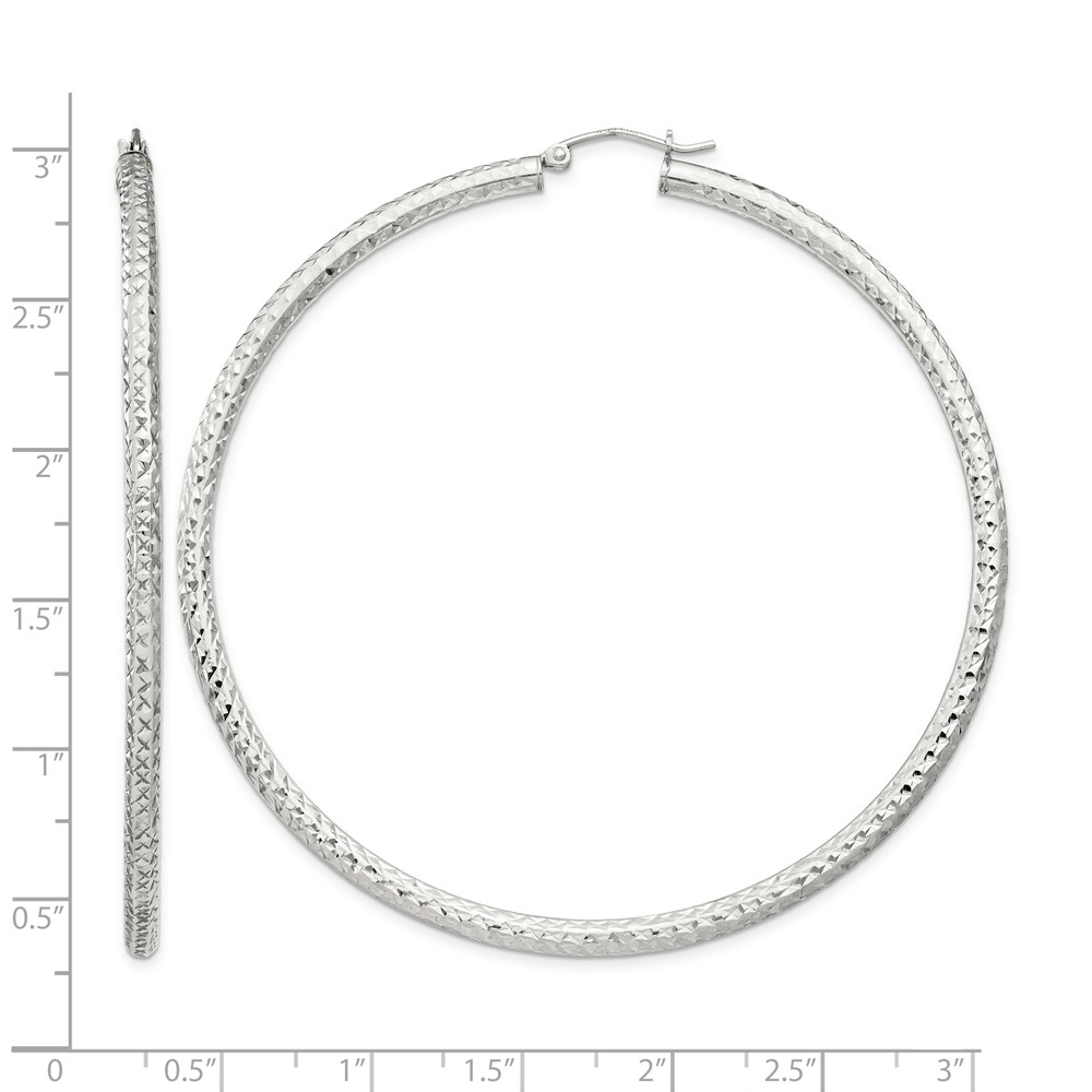 Sterling Silver D/C 3x70mm Hoop Earrings (QE8096SP)