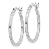 Sterling Silver Rhodium-plated 1.5x 25mm Hoop Earrings view 2